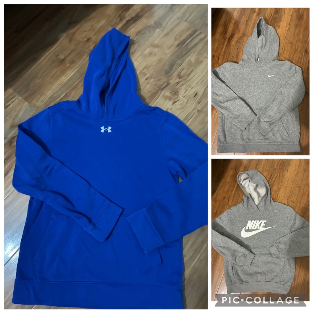 Under Armour Royal Blue and 2  grey Nike Hoodies